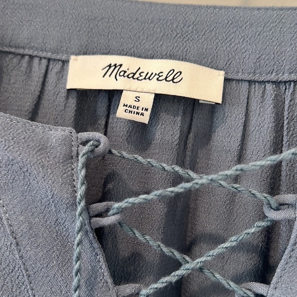 MADEWELL silky lace up peasant top size small - Picture 4 of 8